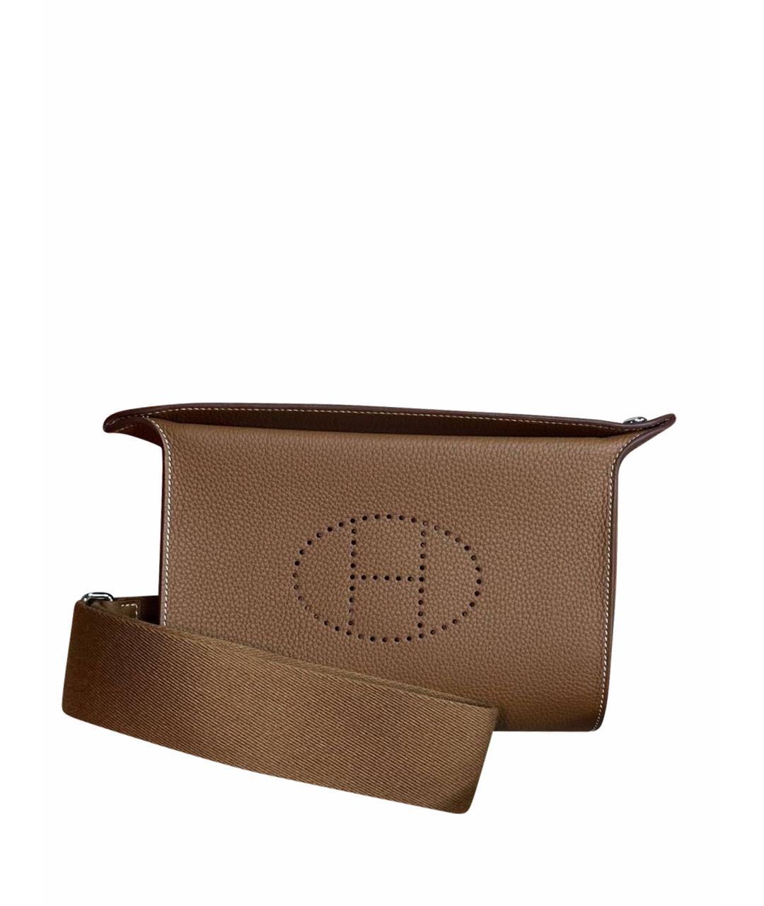 HERMES Коричневая кожаная сумка на плечо, фото 1