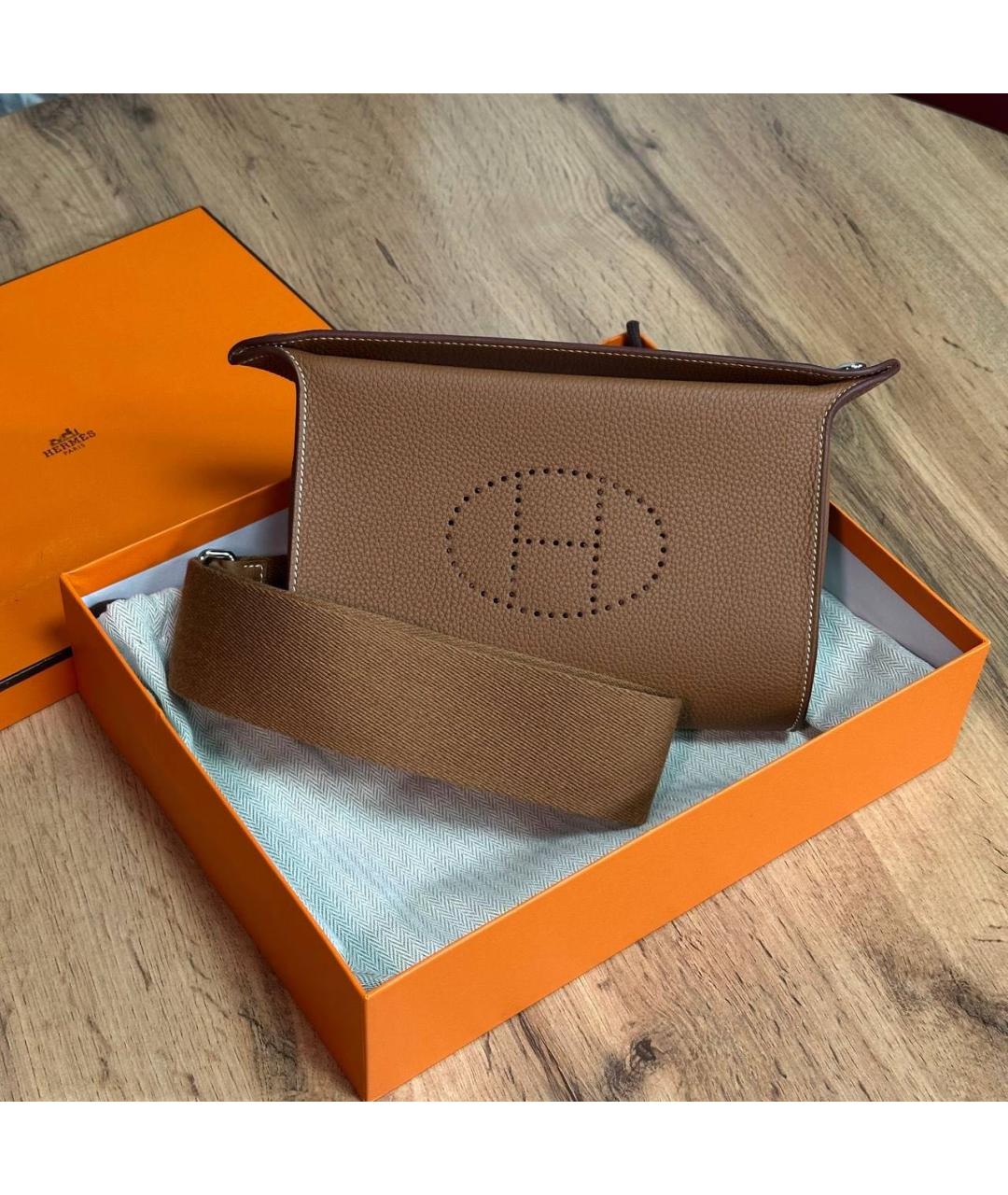 HERMES Коричневая кожаная сумка на плечо, фото 6
