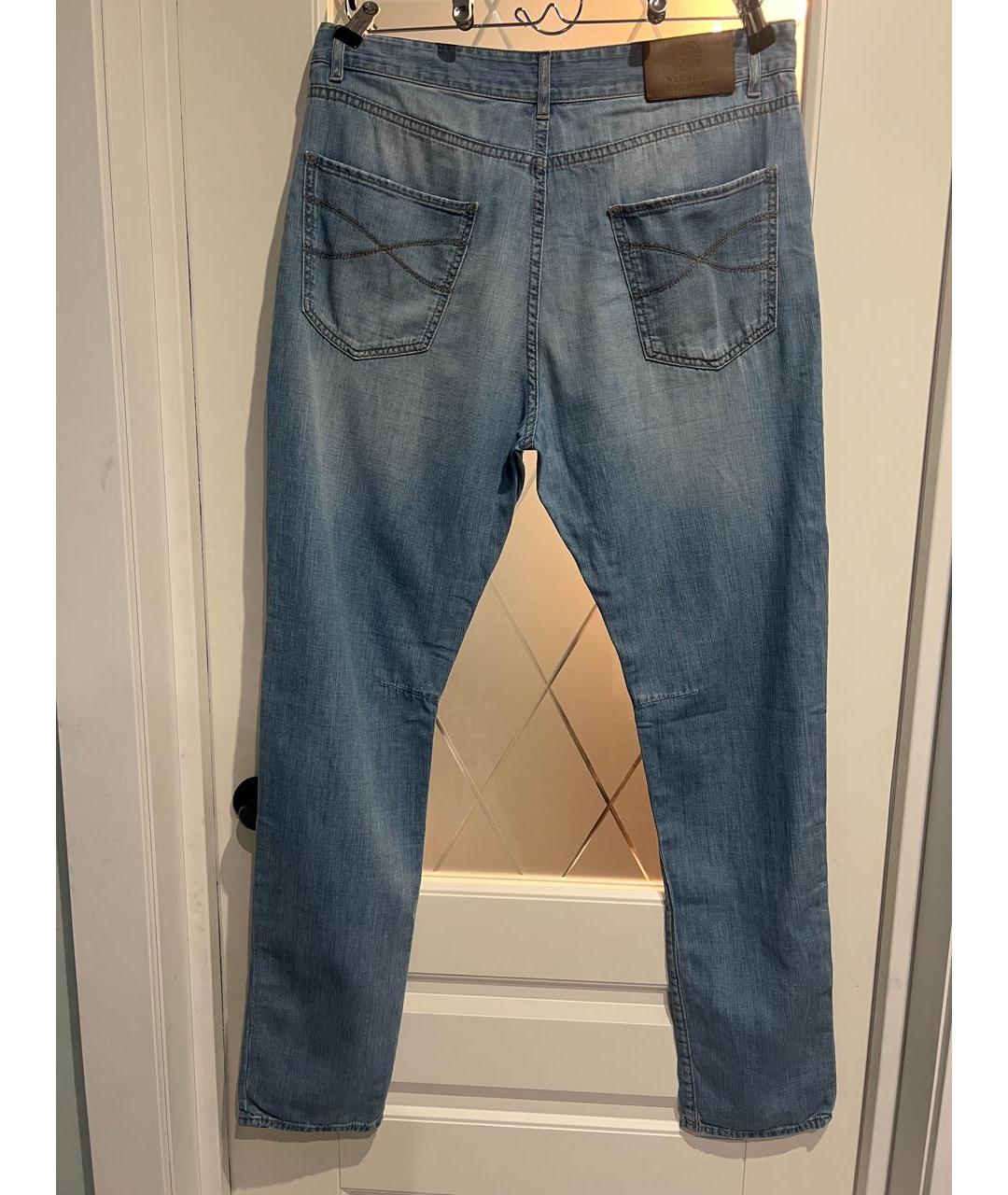 BRUNELLO CUCINELLI Голубые хлопковые джинсы, фото 2