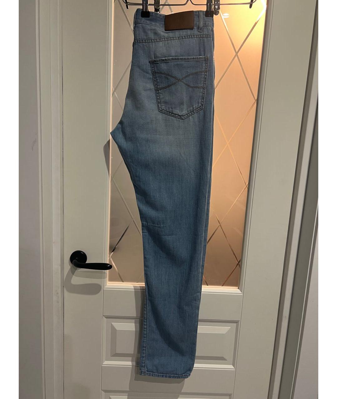 BRUNELLO CUCINELLI Голубые хлопковые джинсы, фото 4