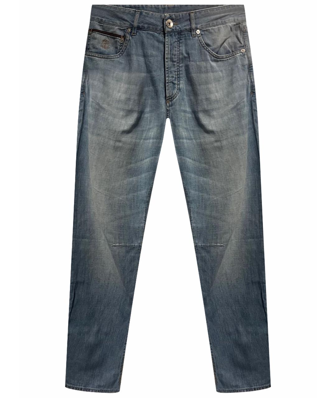 BRUNELLO CUCINELLI Голубые хлопковые джинсы, фото 1