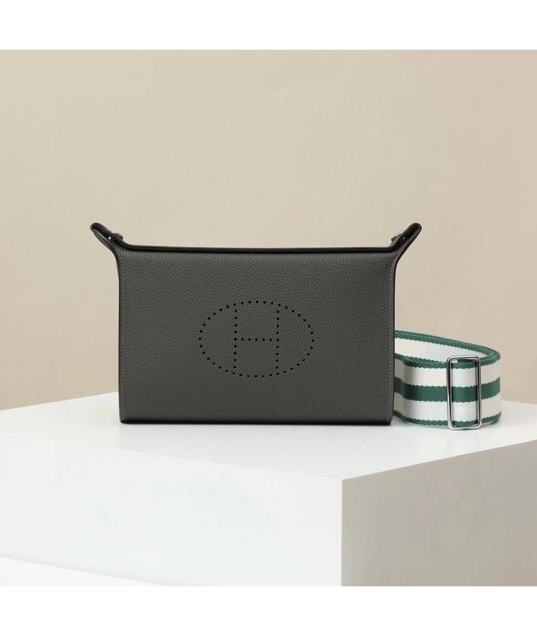 HERMES Серая кожаная сумка на плечо, фото 3