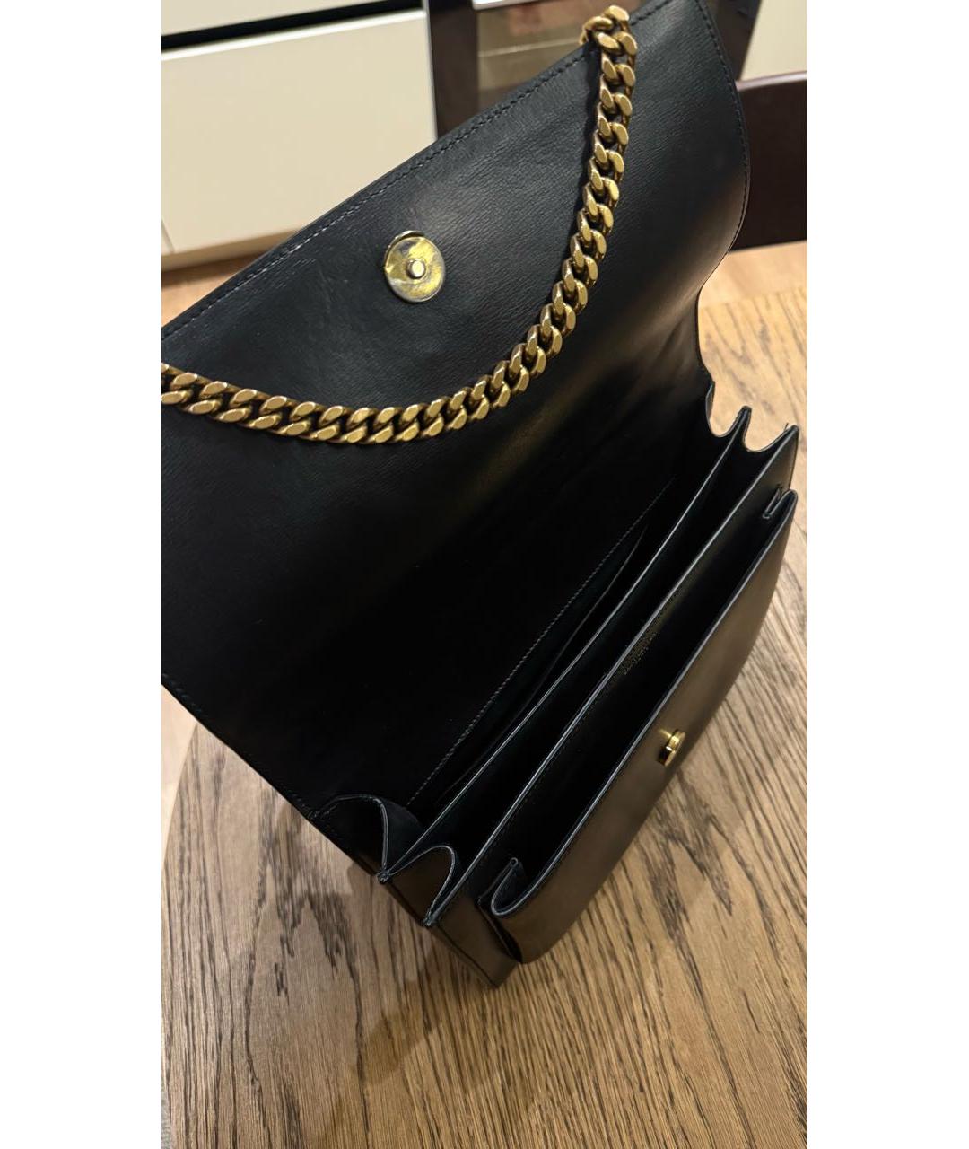 SAINT LAURENT Черная кожаная сумка через плечо, фото 5