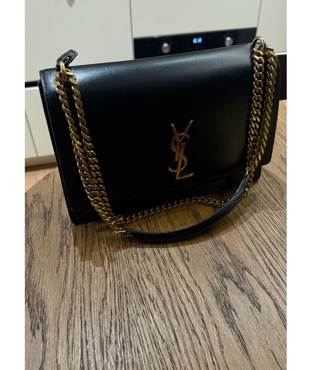 SAINT LAURENT Черная кожаная сумка через плечо, фото 6