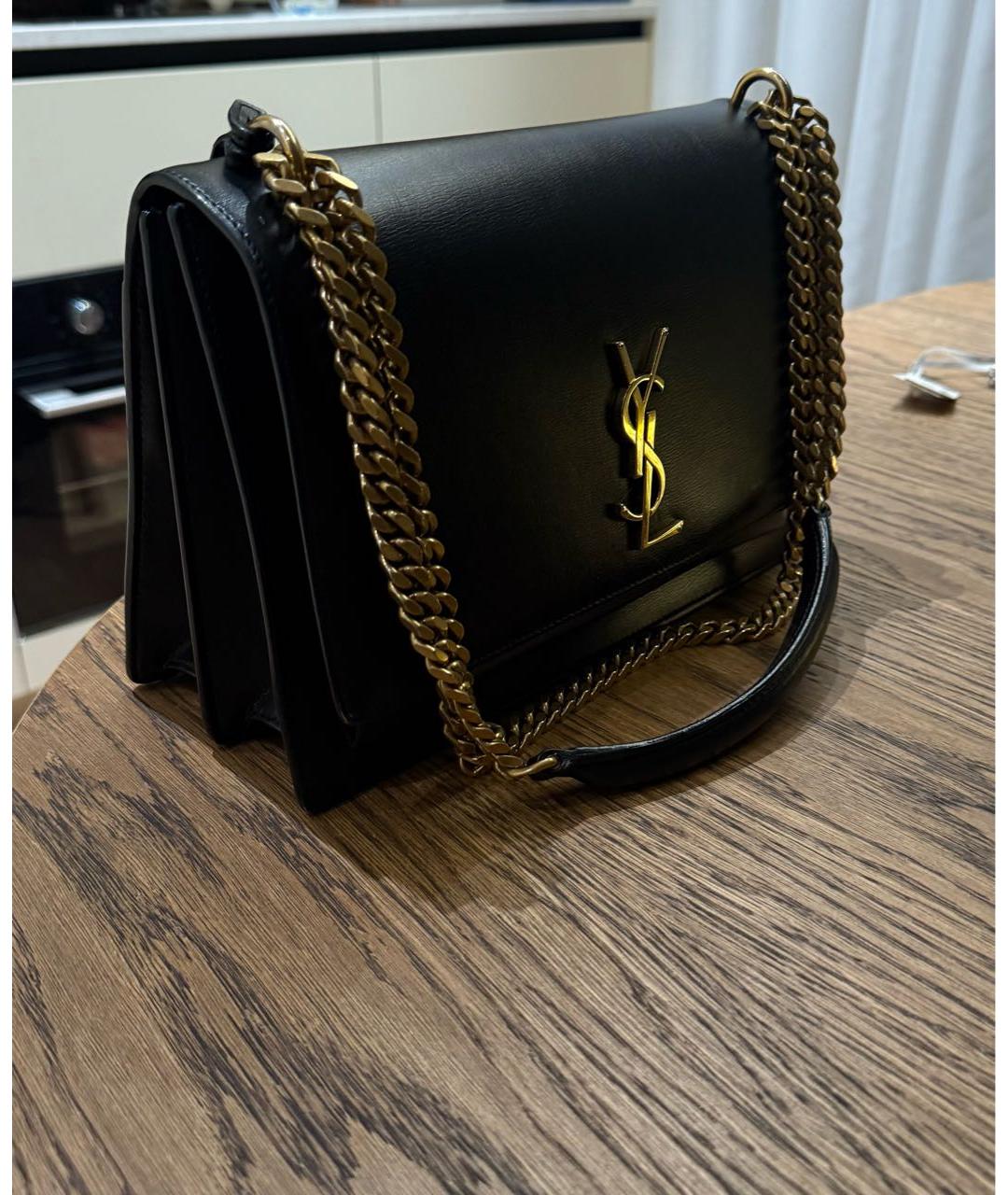 SAINT LAURENT Черная кожаная сумка через плечо, фото 2