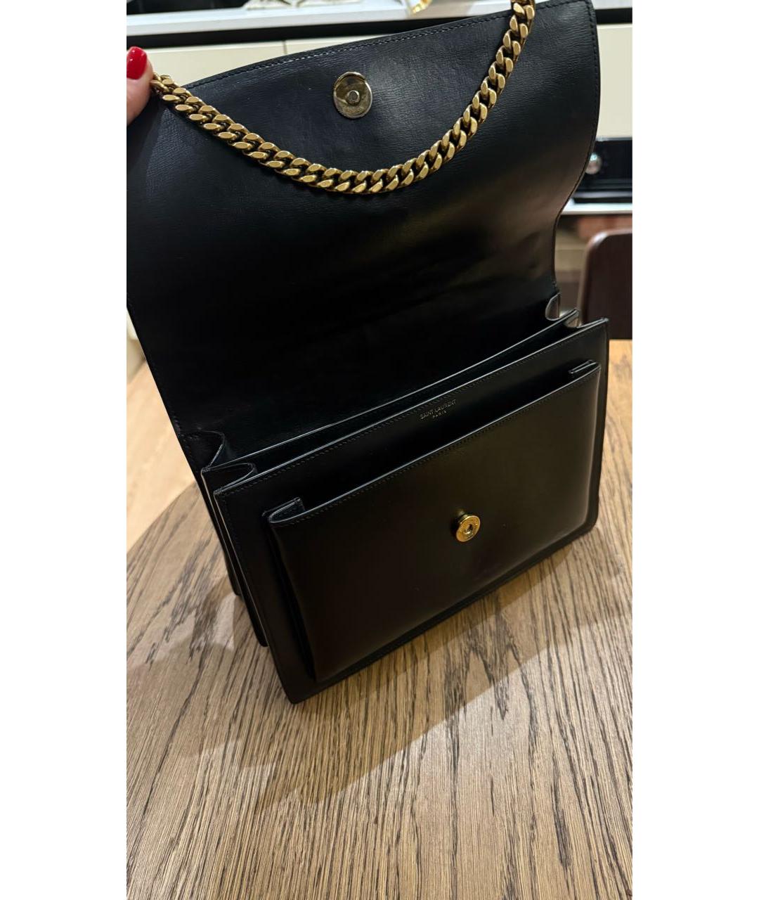 SAINT LAURENT Черная кожаная сумка через плечо, фото 3