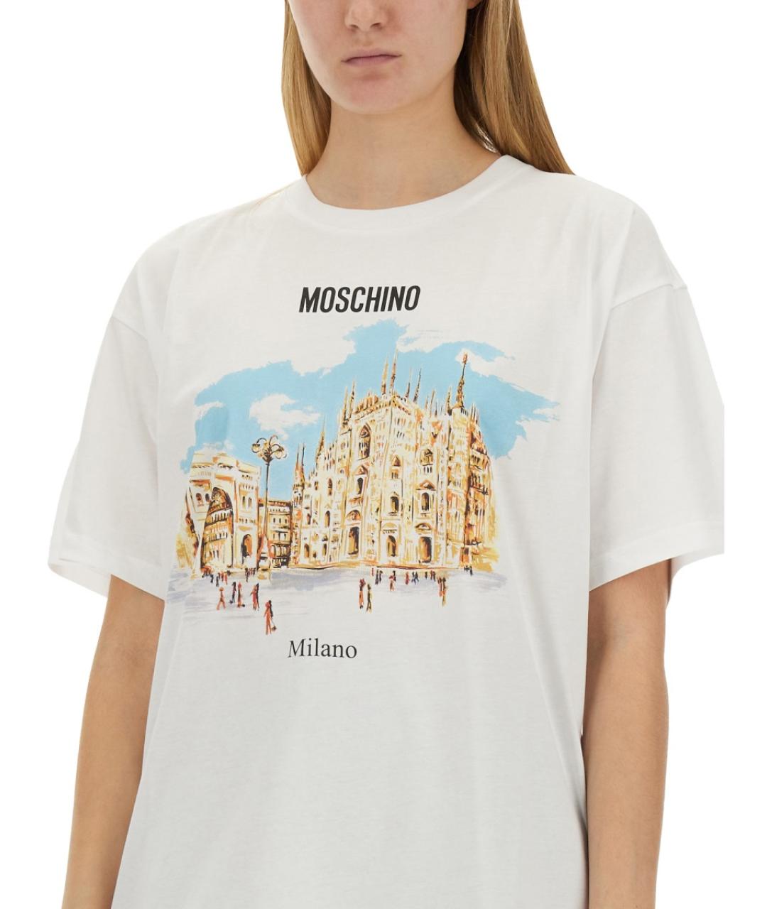 MOSCHINO Белая хлопковая футболка, фото 4