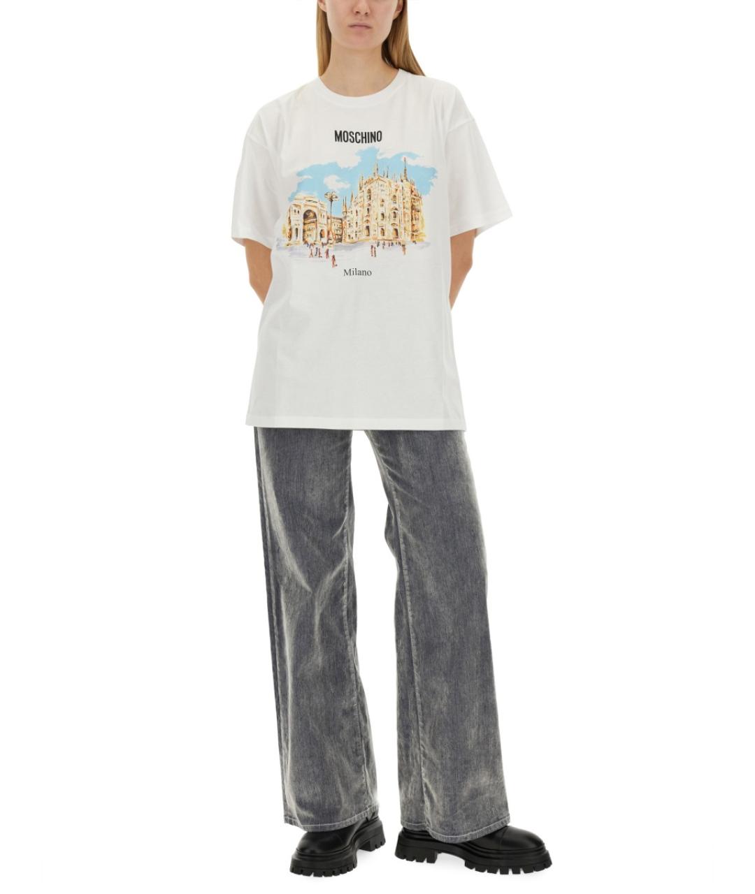 MOSCHINO Белая хлопковая футболка, фото 2
