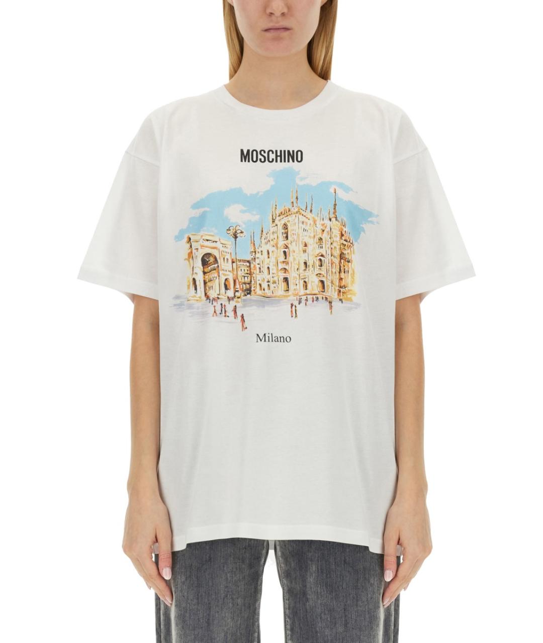 MOSCHINO Белая хлопковая футболка, фото 5