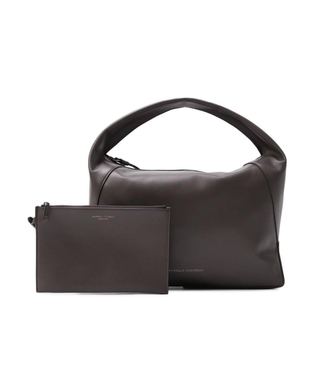 BRUNELLO CUCINELLI Коричневая кожаная сумка с короткими ручками, фото 3