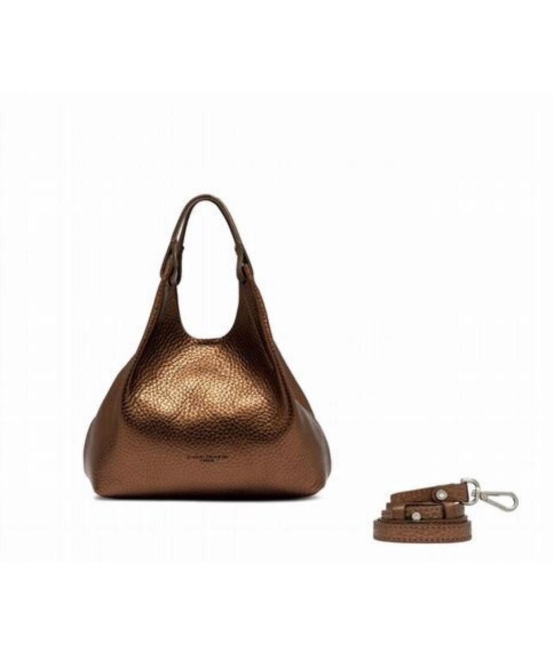 Gianni Chiarini Золотая кожаная сумка с короткими ручками, фото 5