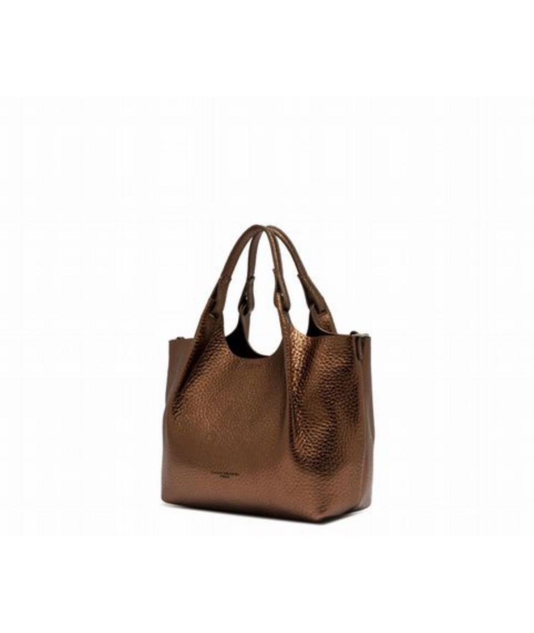 Gianni Chiarini Золотая кожаная сумка с короткими ручками, фото 2