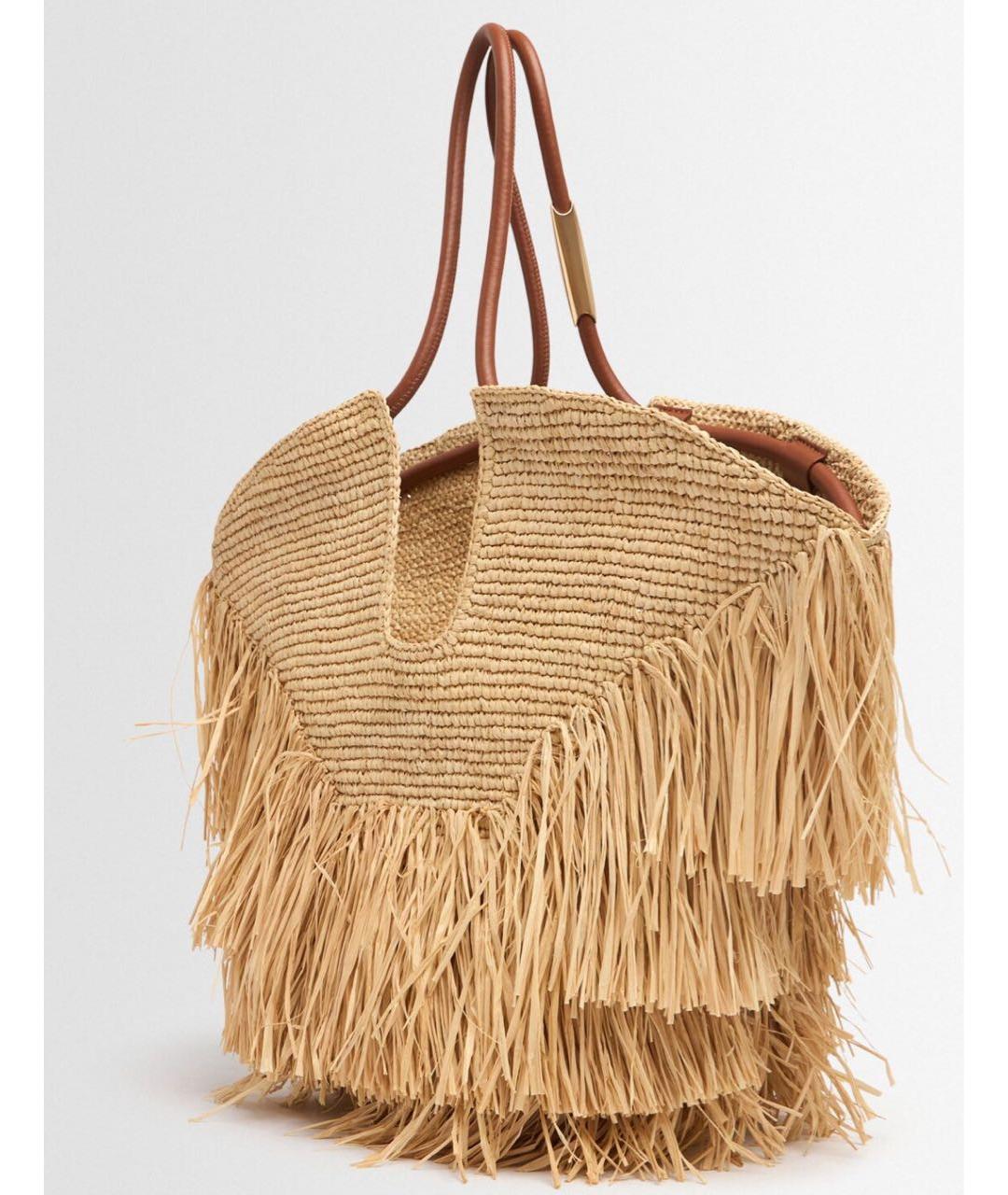 ZIMMERMANN Бежевая пелетеная пляжная сумка, фото 2