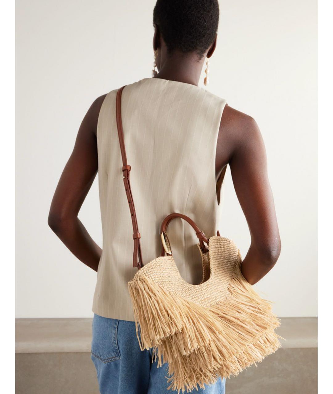 ZIMMERMANN Бежевая пелетеная пляжная сумка, фото 7