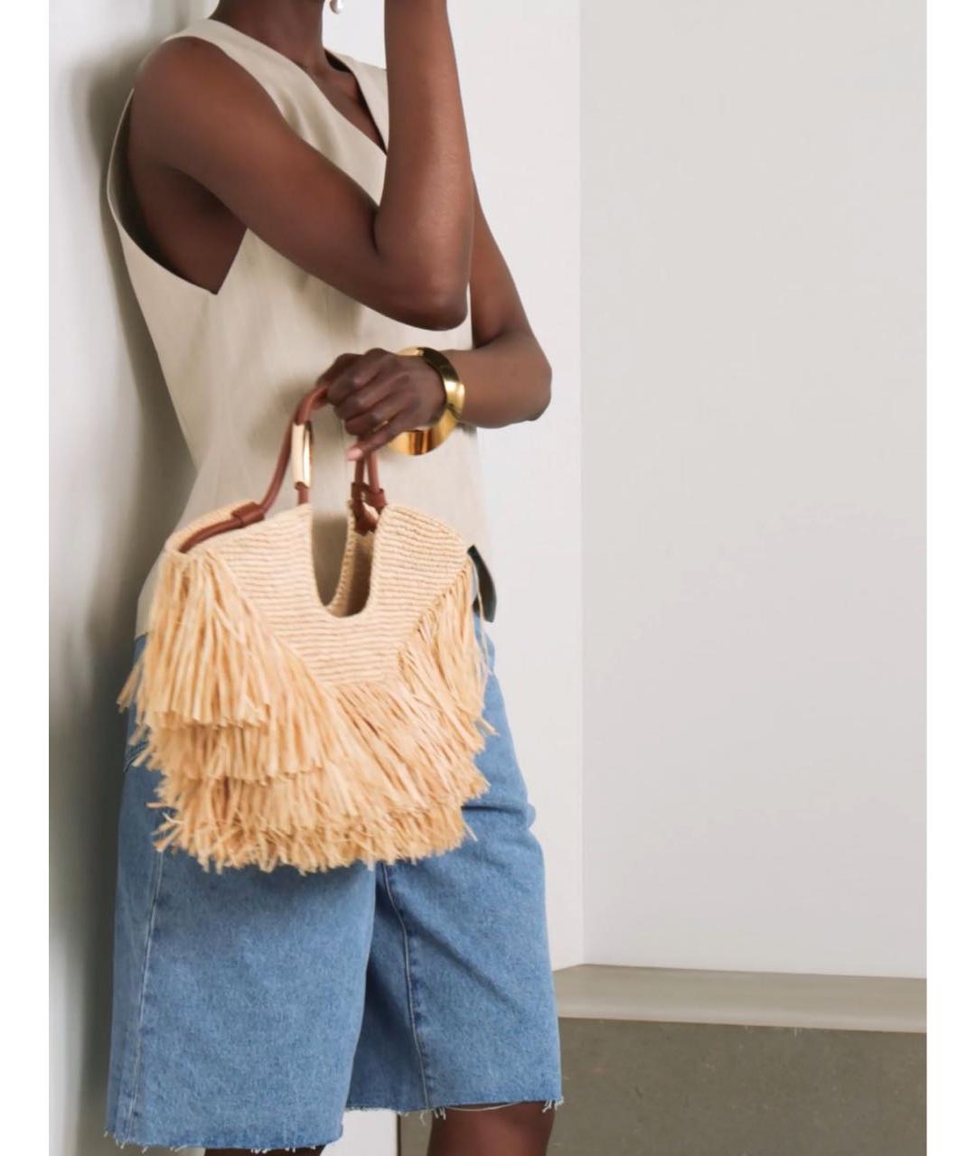 ZIMMERMANN Бежевая пелетеная пляжная сумка, фото 5