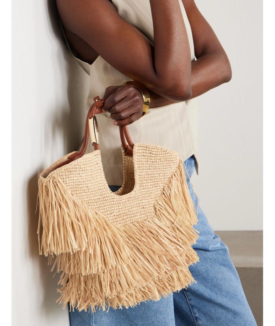 ZIMMERMANN Бежевая пелетеная пляжная сумка, фото 6