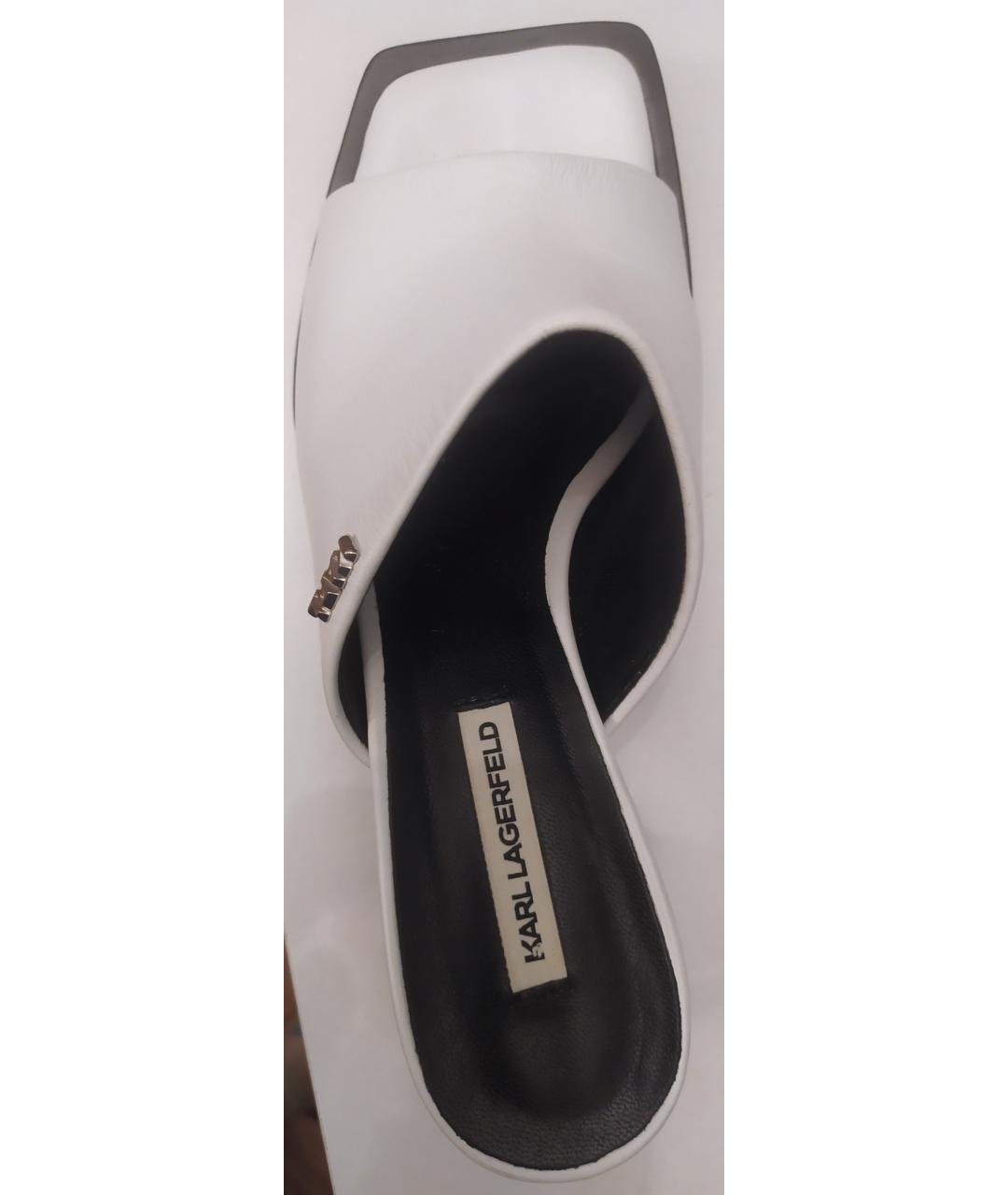 KARL LAGERFELD Белые кожаные мюли, фото 2