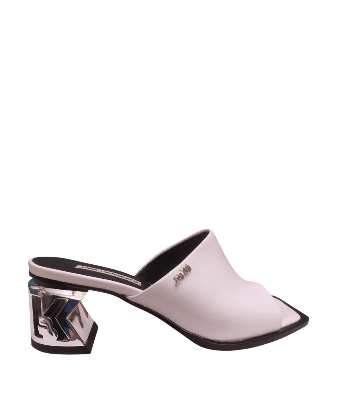 KARL LAGERFELD Белые кожаные мюли, фото 1