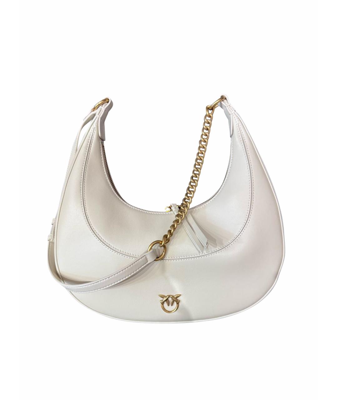 PINKO Белая кожаная сумка с короткими ручками, фото 1