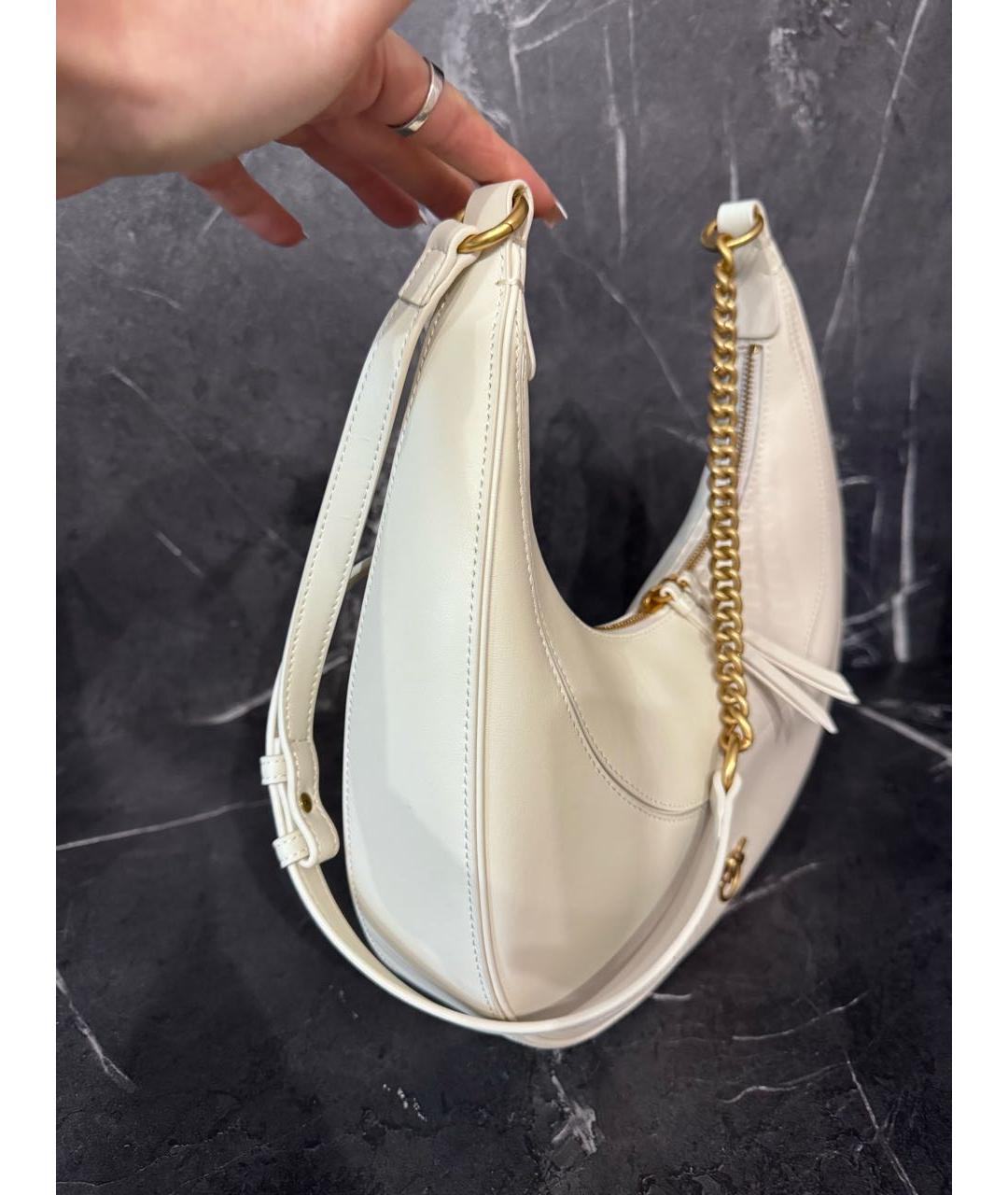 PINKO Белая кожаная сумка с короткими ручками, фото 2