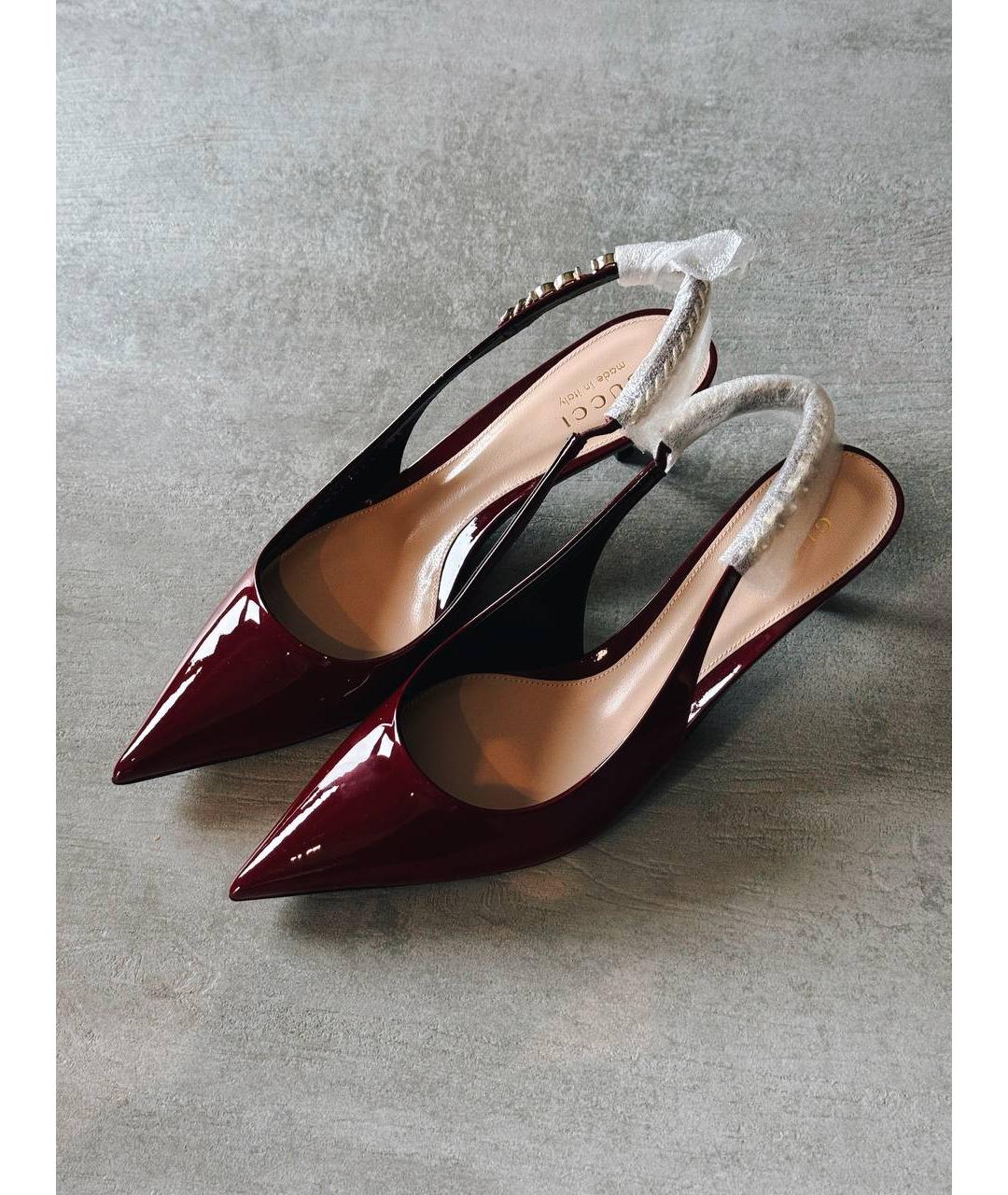 GUCCI Бордовые туфли из лакированной кожи, фото 4