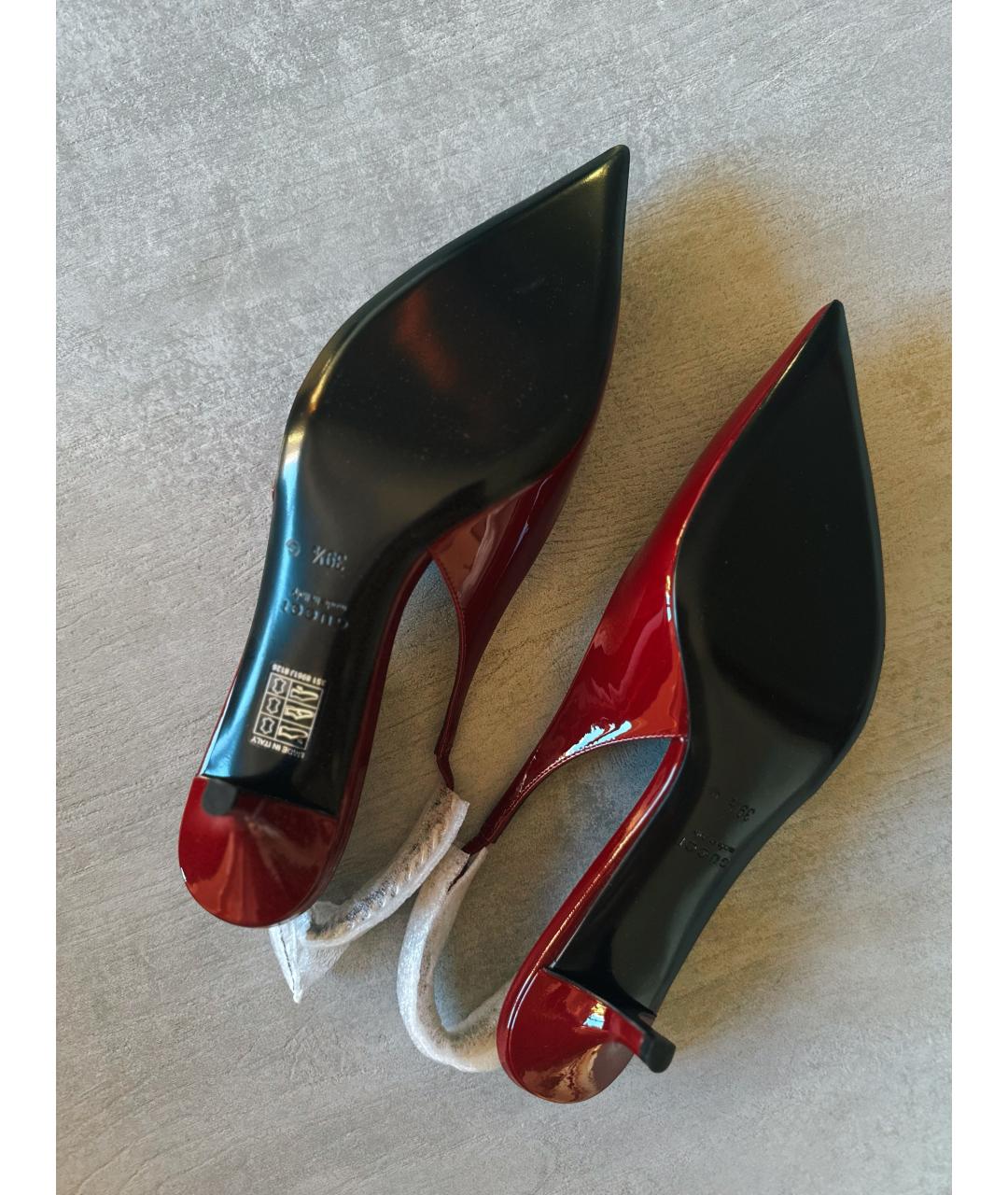 GUCCI Бордовые туфли из лакированной кожи, фото 5