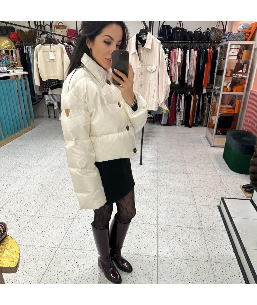 LOUIS VUITTON Белый полиэстеровый пуховик, фото 7