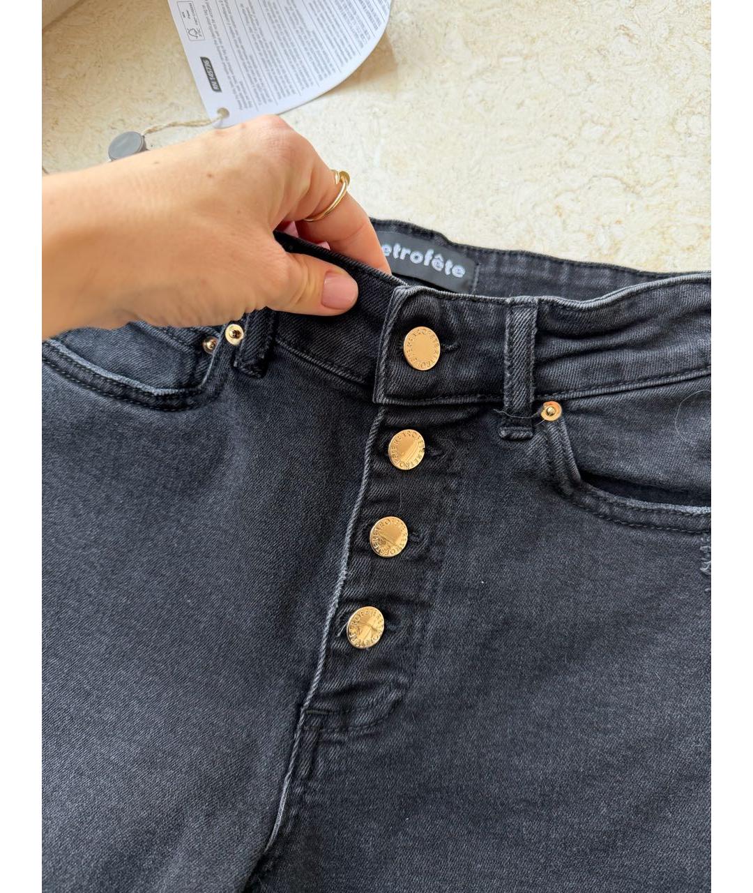 Retrofête Черные хлопковые джинсы слим, фото 3