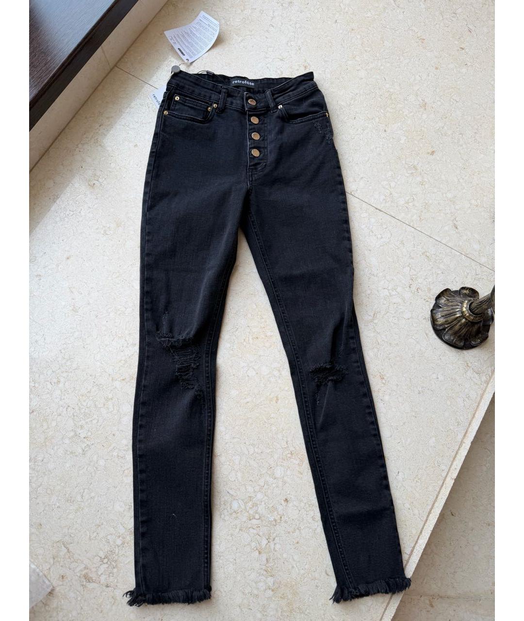 Retrofête Черные хлопковые джинсы слим, фото 2
