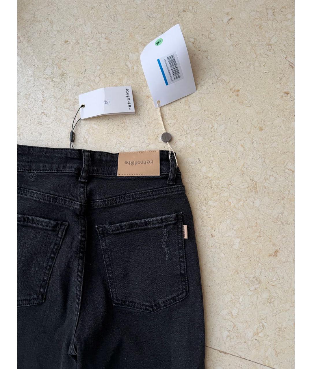 Retrofête Черные хлопковые джинсы слим, фото 7