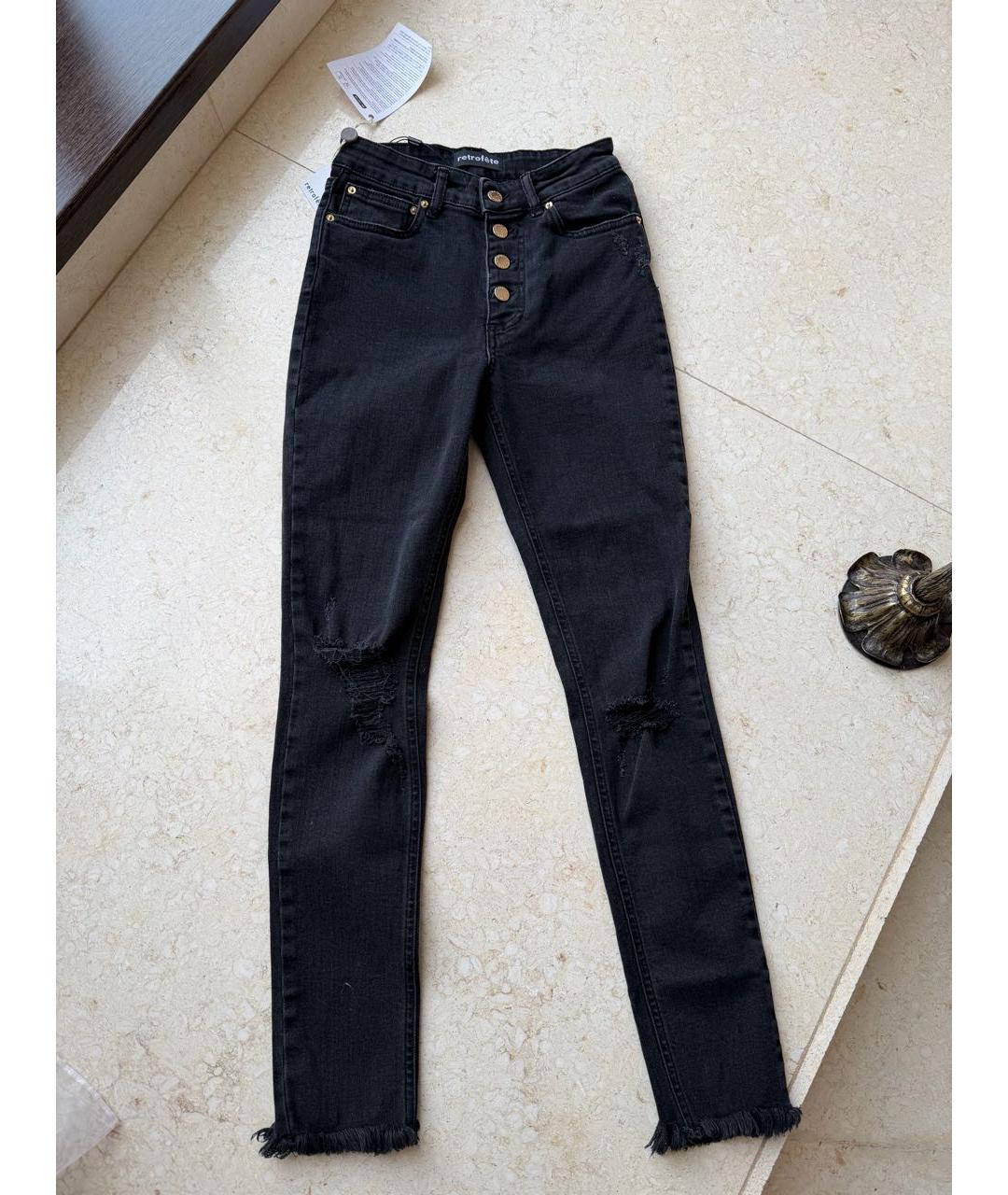 Retrofête Черные хлопковые джинсы слим, фото 8