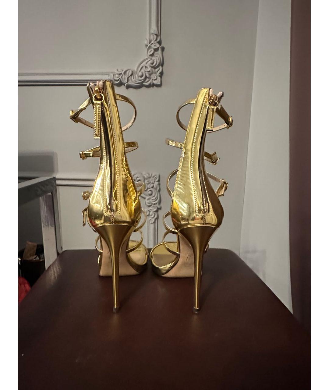 GIUSEPPE ZANOTTI DESIGN Золотые кожаные босоножки, фото 4