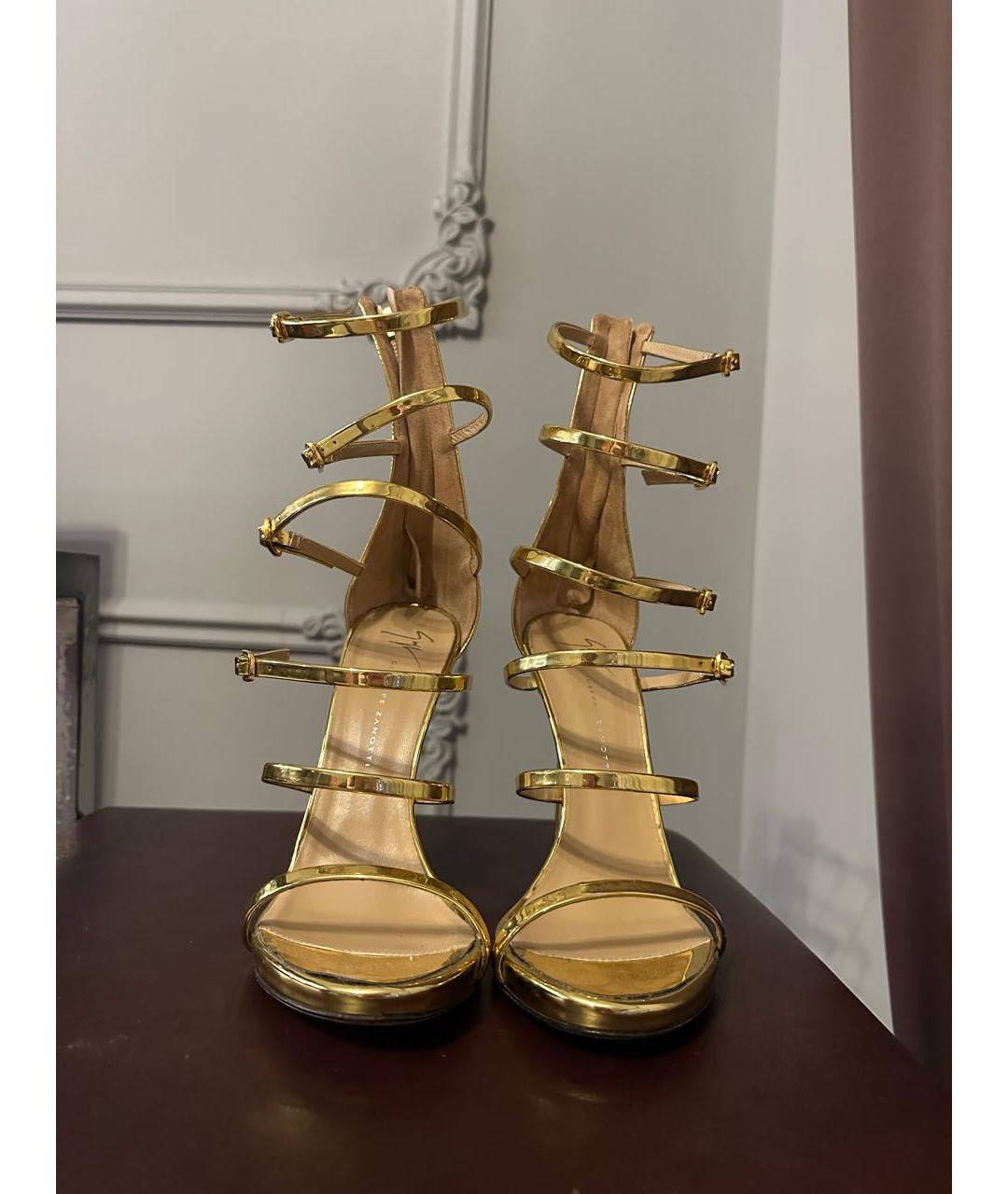 GIUSEPPE ZANOTTI DESIGN Золотые кожаные босоножки, фото 2