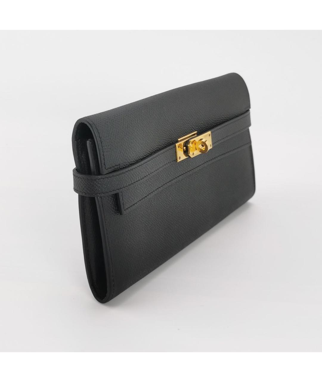 HERMES Черный кожаный кошелек, фото 3