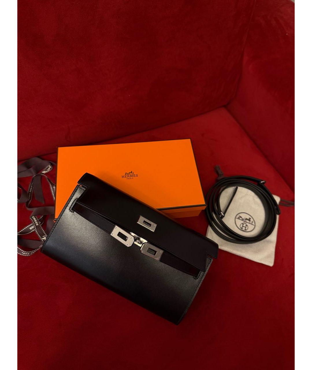 HERMES Черный кожаный кошелек, фото 3