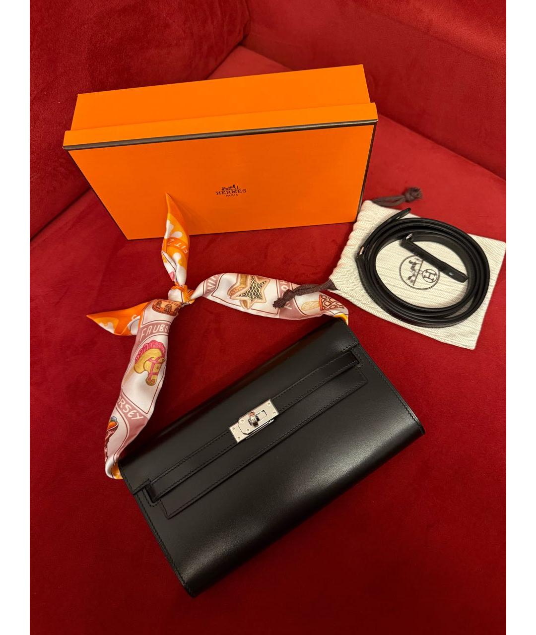 HERMES Черный кожаный кошелек, фото 2