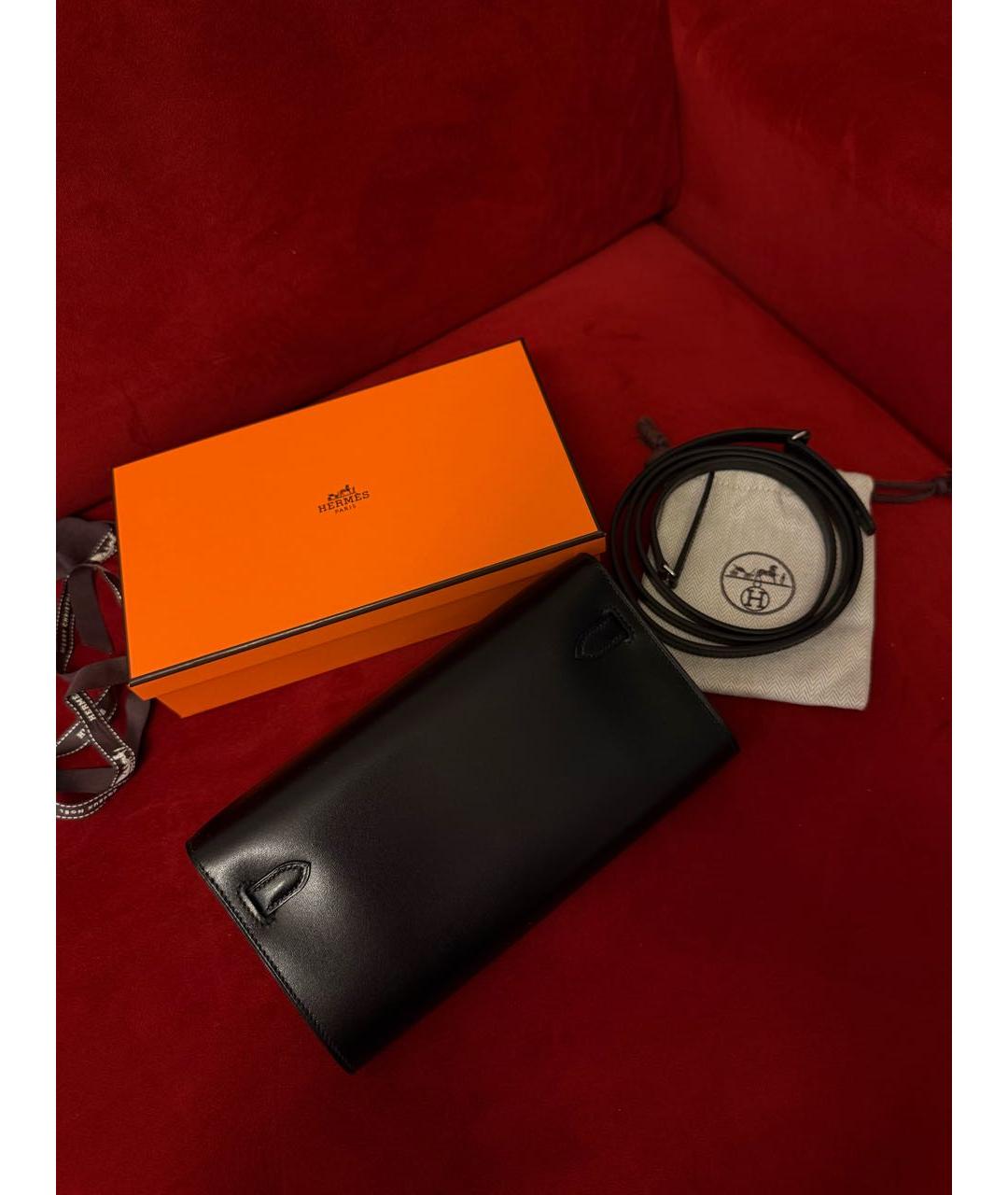 HERMES Черный кожаный кошелек, фото 4