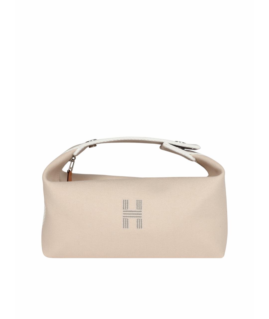 HERMES Бежевая тканевая косметичка, фото 1
