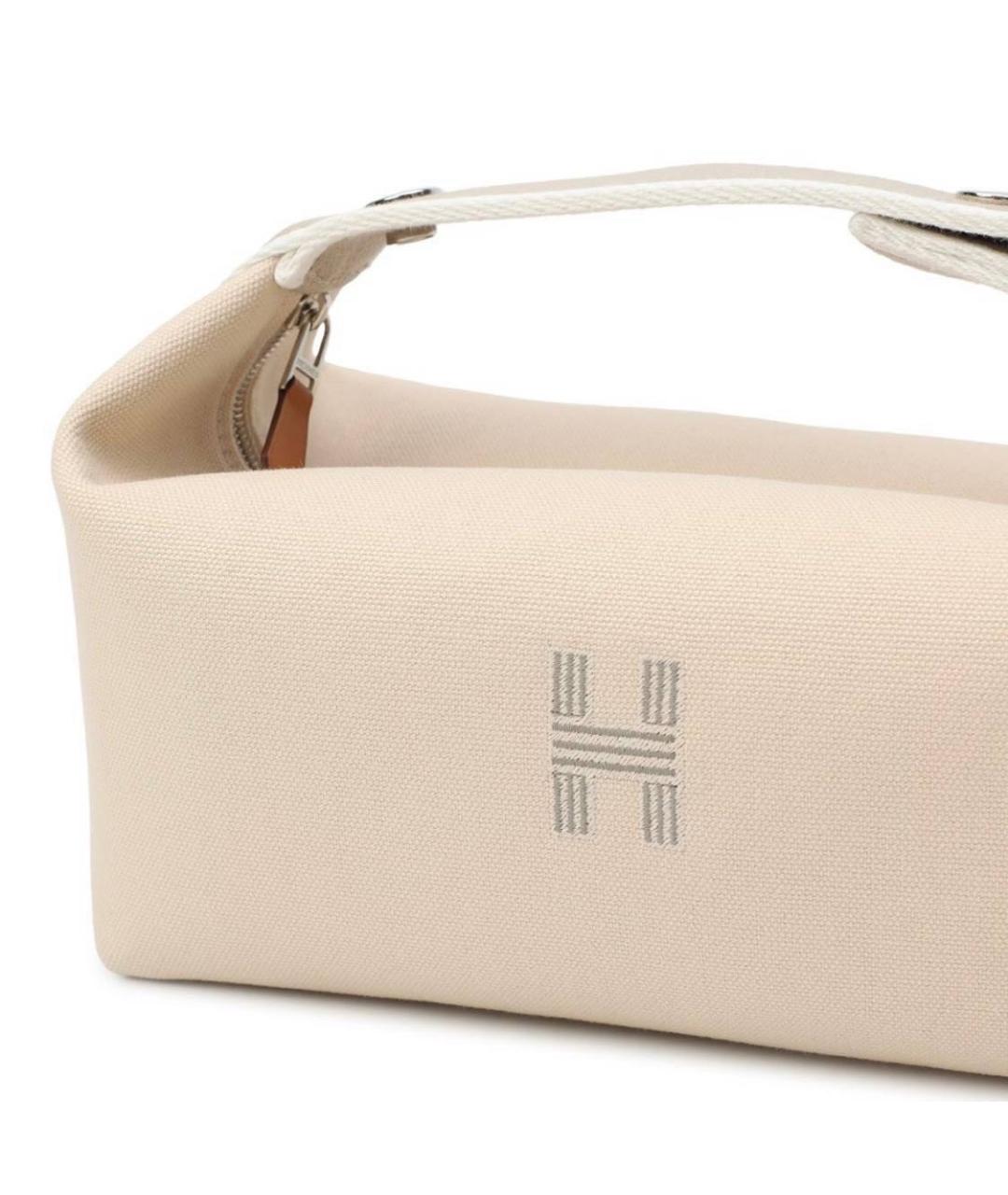 HERMES Бежевая тканевая косметичка, фото 2