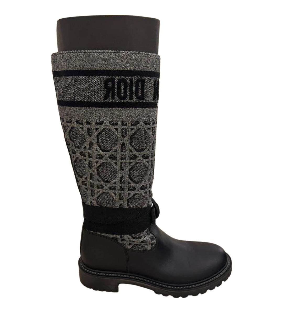 CHRISTIAN DIOR Черные текстильные сапоги, фото 1