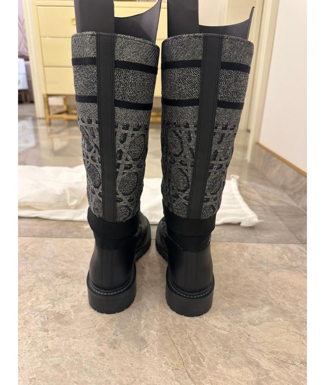 CHRISTIAN DIOR Черные текстильные сапоги, фото 3