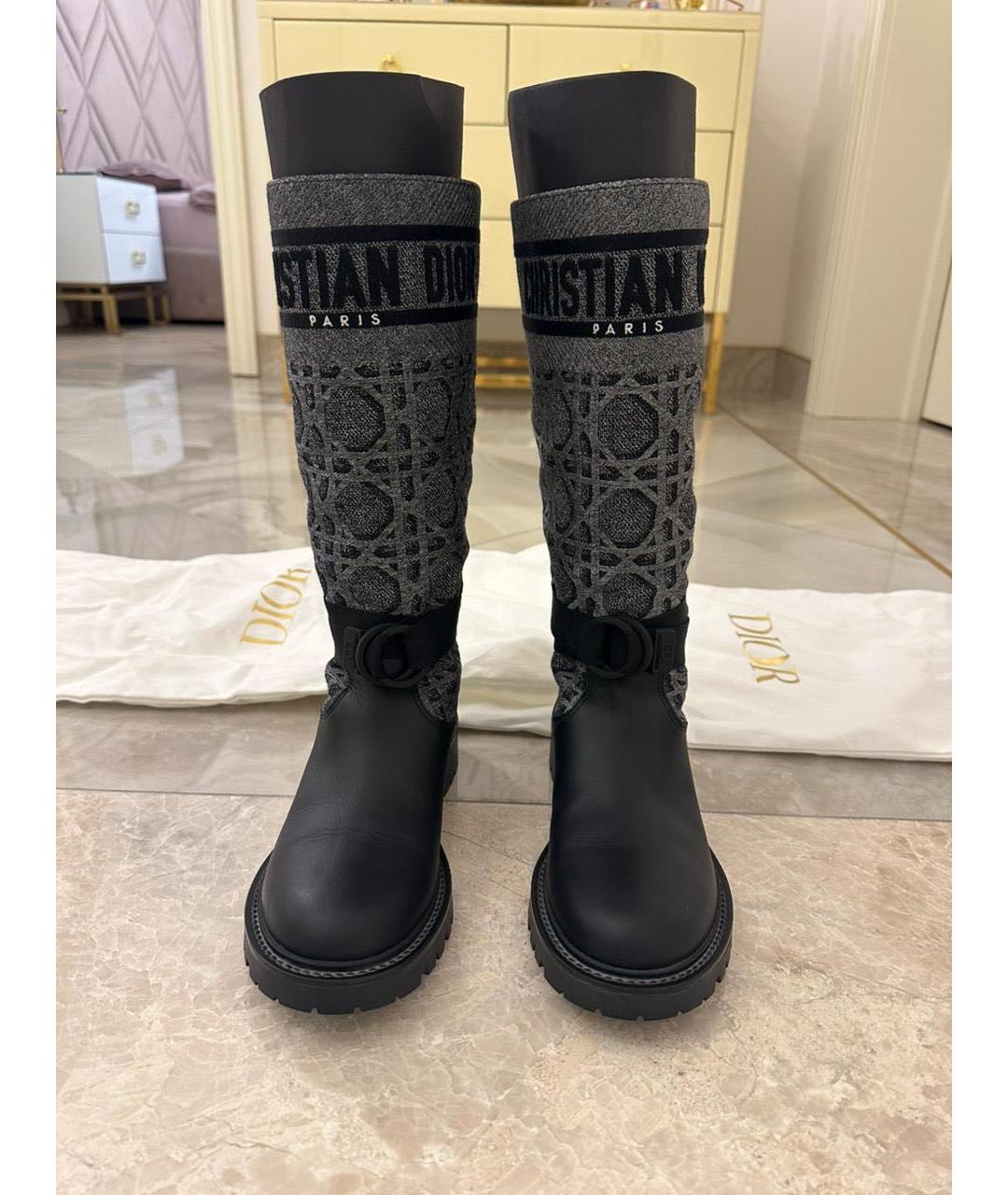CHRISTIAN DIOR Черные текстильные сапоги, фото 2
