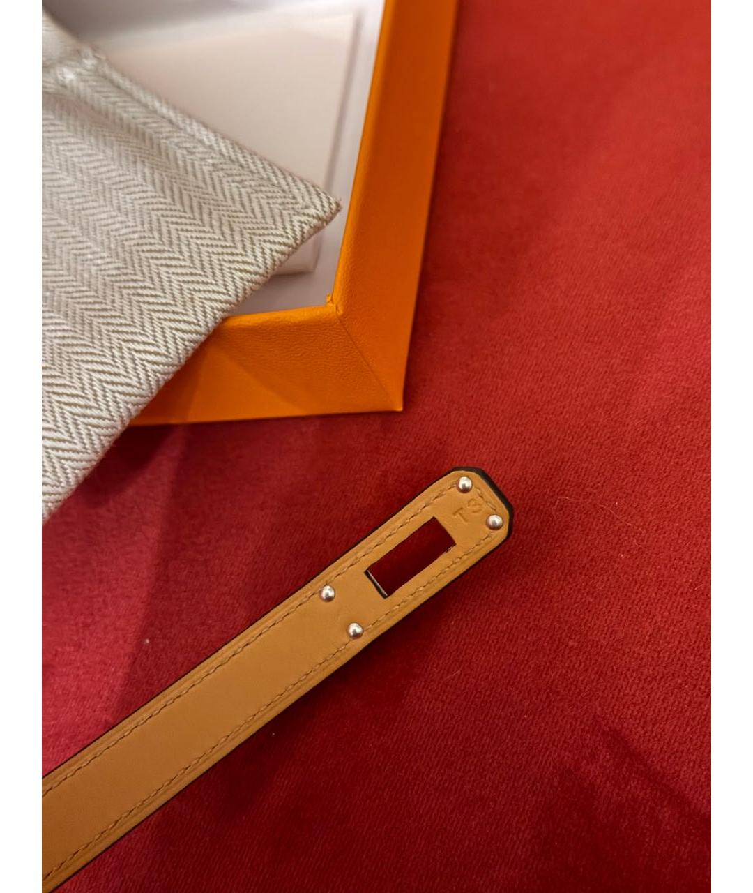 HERMES Черный кожаный браслет, фото 3