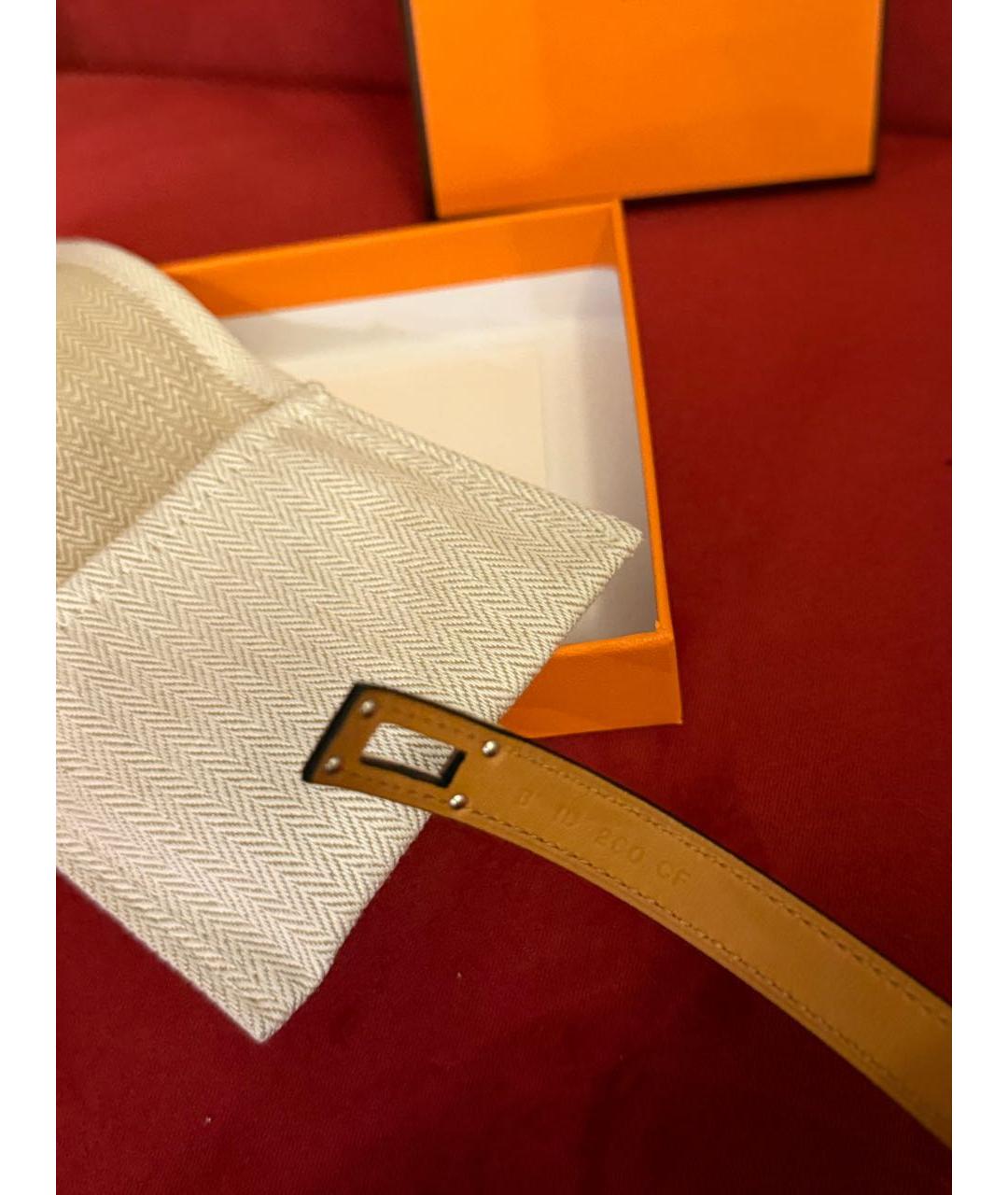 HERMES Черный кожаный браслет, фото 4