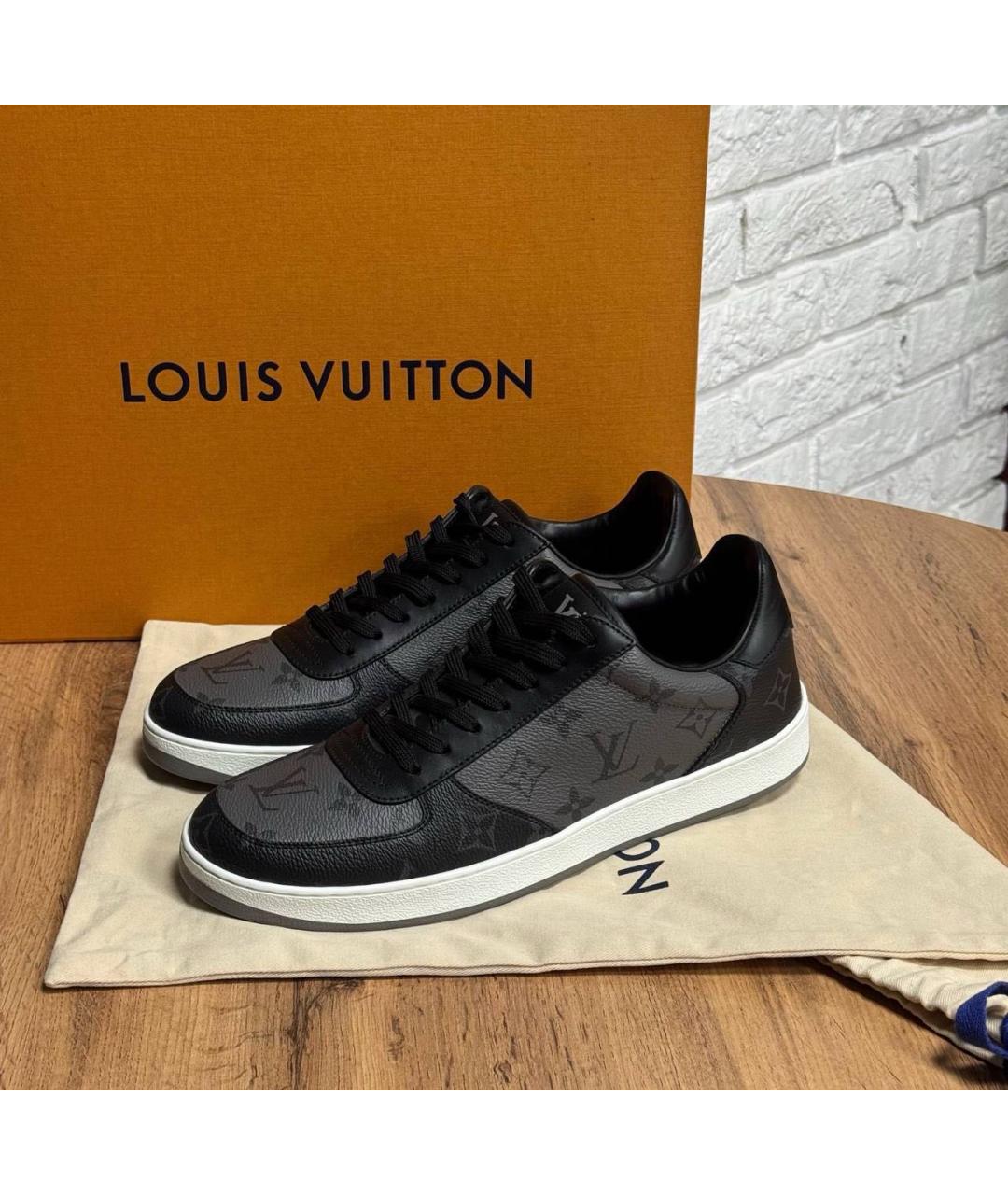 LOUIS VUITTON Антрацитовые низкие кроссовки / кеды, фото 2