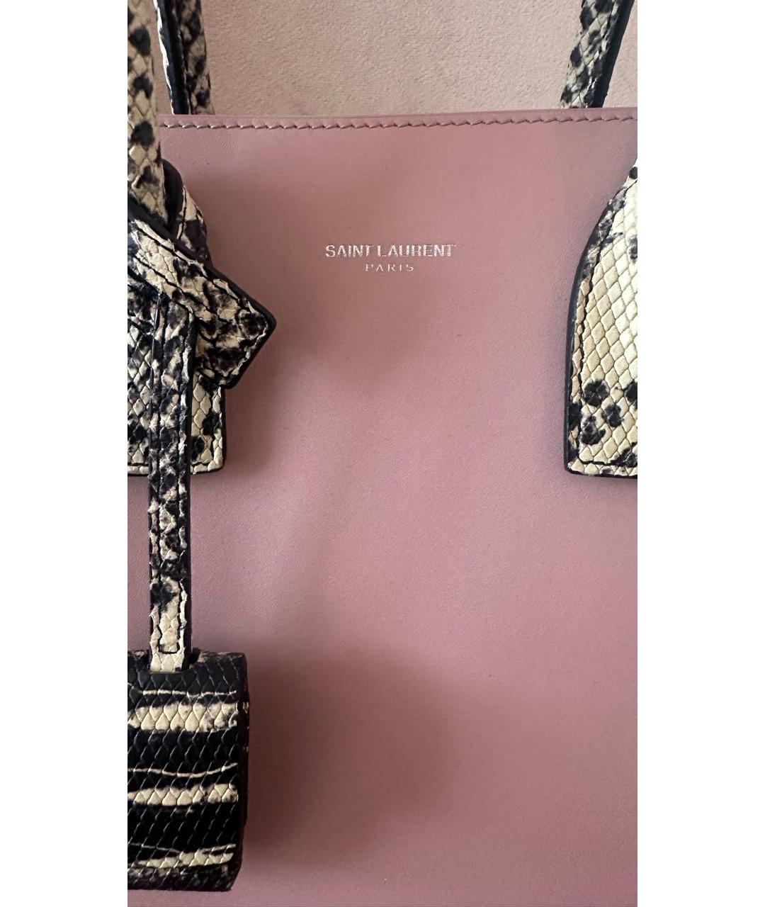 SAINT LAURENT Розовая кожаная сумка тоут, фото 2