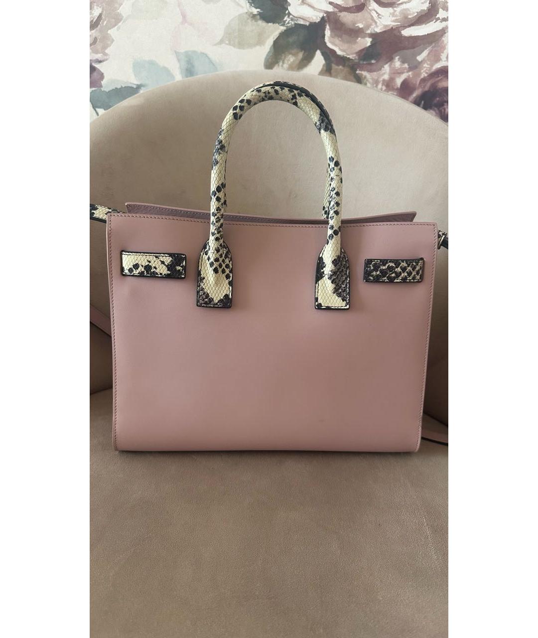 SAINT LAURENT Розовая кожаная сумка тоут, фото 5