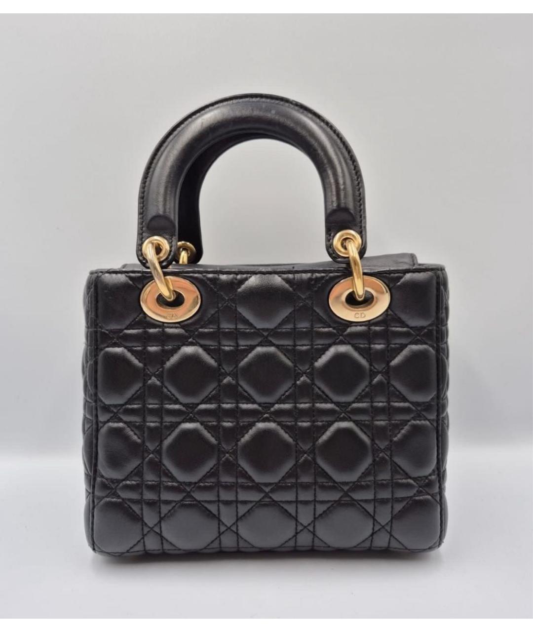 CHRISTIAN DIOR Черная кожаная сумка с короткими ручками, фото 3