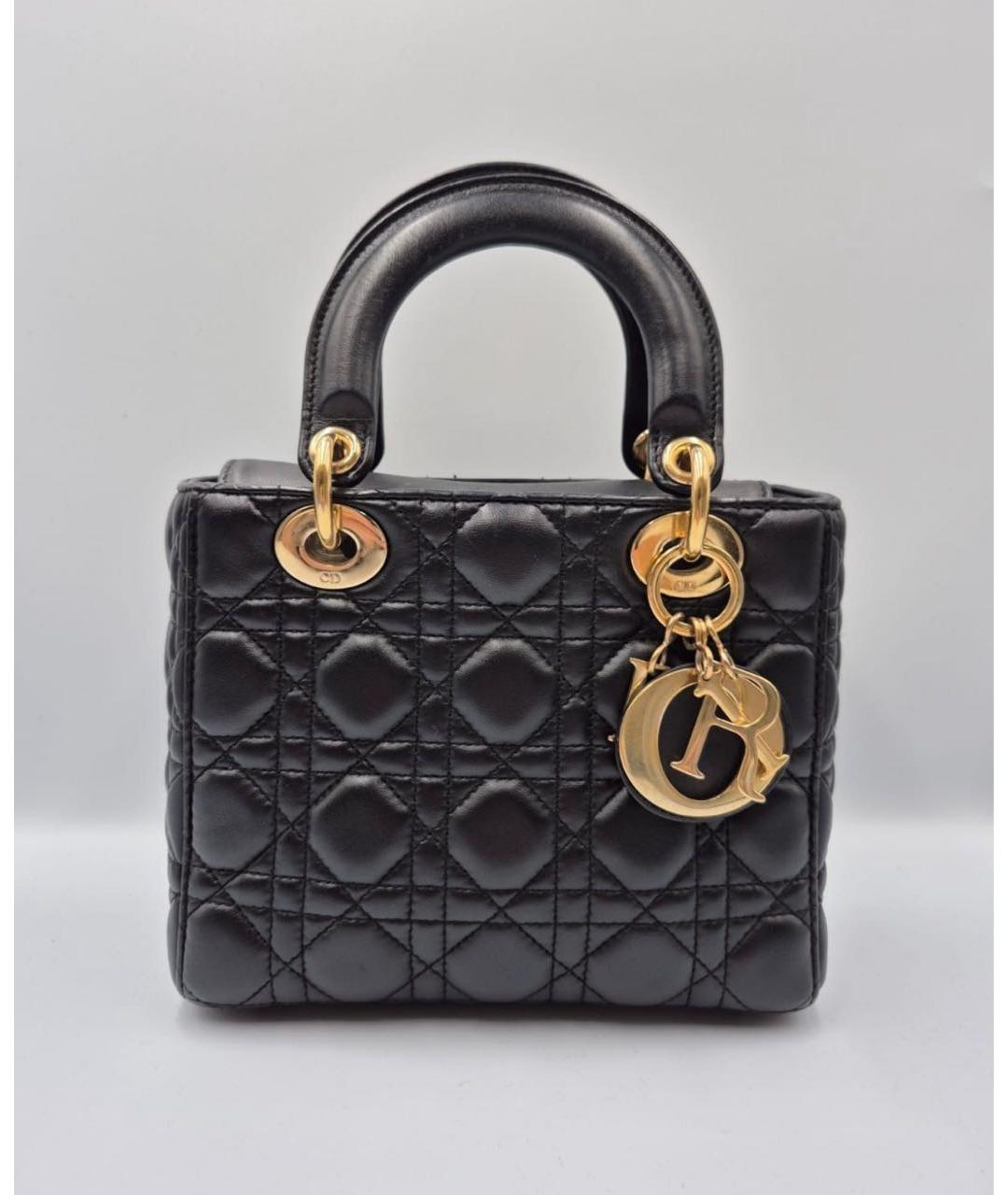 CHRISTIAN DIOR Черная кожаная сумка с короткими ручками, фото 5
