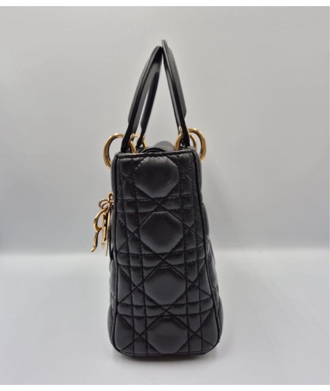 CHRISTIAN DIOR Черная кожаная сумка с короткими ручками, фото 4